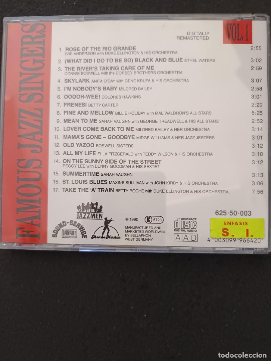 CDs de m&uacute;sica: FAMOUS JAZZ SINGERS. VOL. 1 - Foto 2