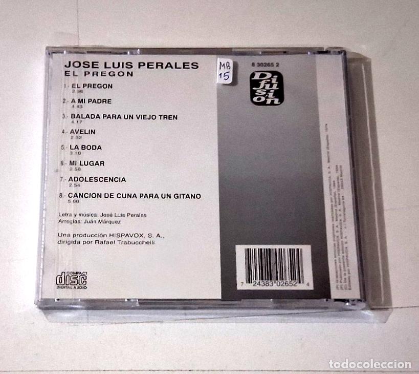 CDs de m&uacute;sica: JOSE LUIS PERALES &rdquo;EL PREGON&rdquo; CD 8 TRACKS - Foto 2