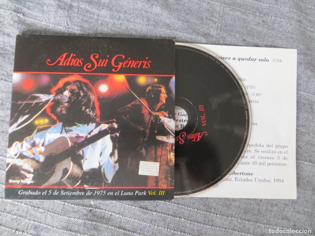 CDs de M&uacute;sica: SUI GENERIS: ADIOS SUI GENERIS (VOLUMEN III) REMASTERED 2003- ARGENTINA