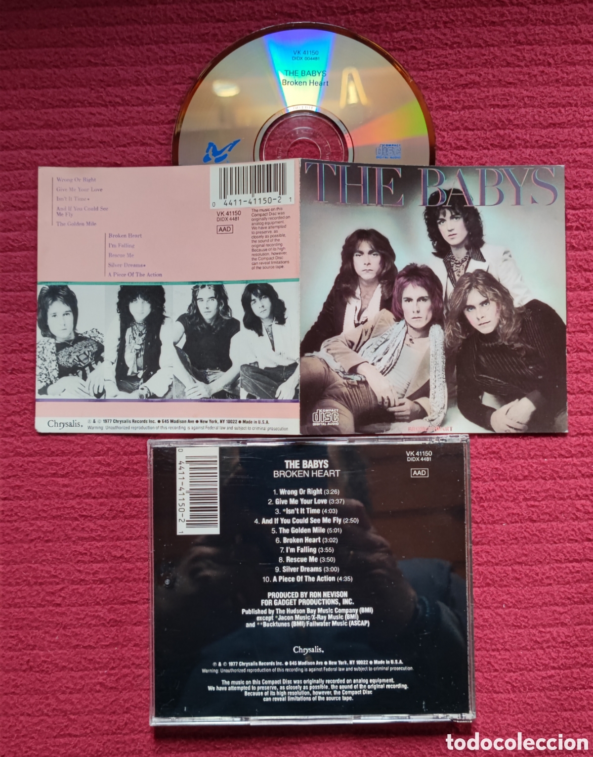 CDs de M&uacute;sica: THE BABYS: Broken Heart. Cd Aor, Edici&oacute;n Original 1977 Chrysalis Records USA. John Waite. Rareza.