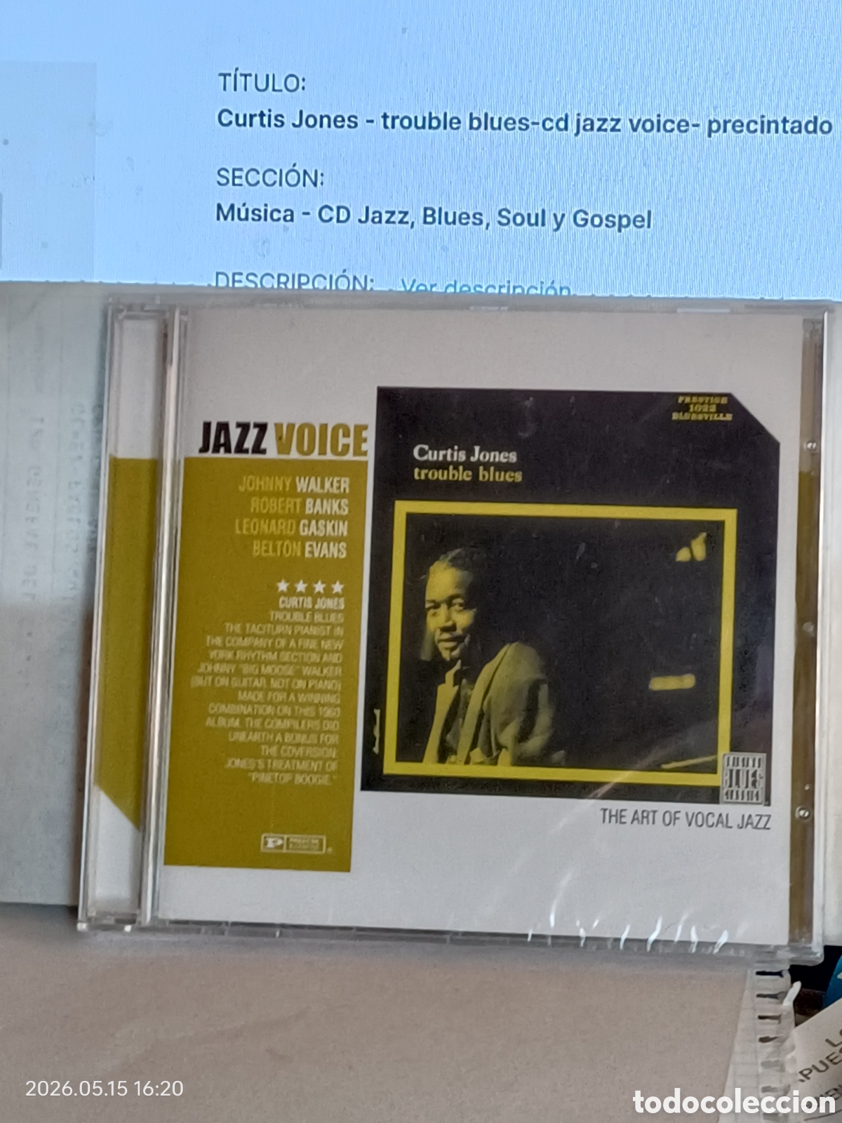 Music CDs: Curtis Jones - trouble blues-cd jazz voice- precintado