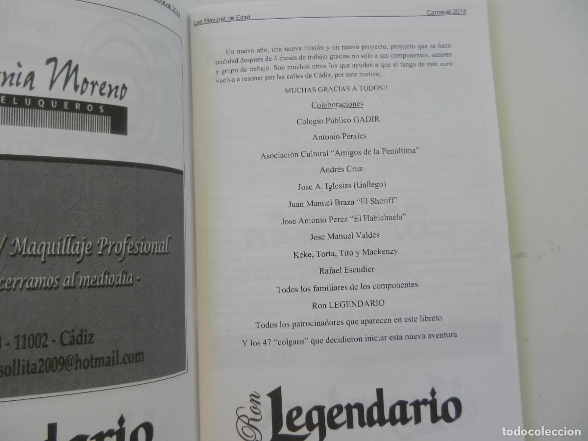 CDs de m&uacute;sica: LIBRETO + CD LOS MAYORES DE EDAD - CARNAVAL DE CADIZ 2014 - Foto 2