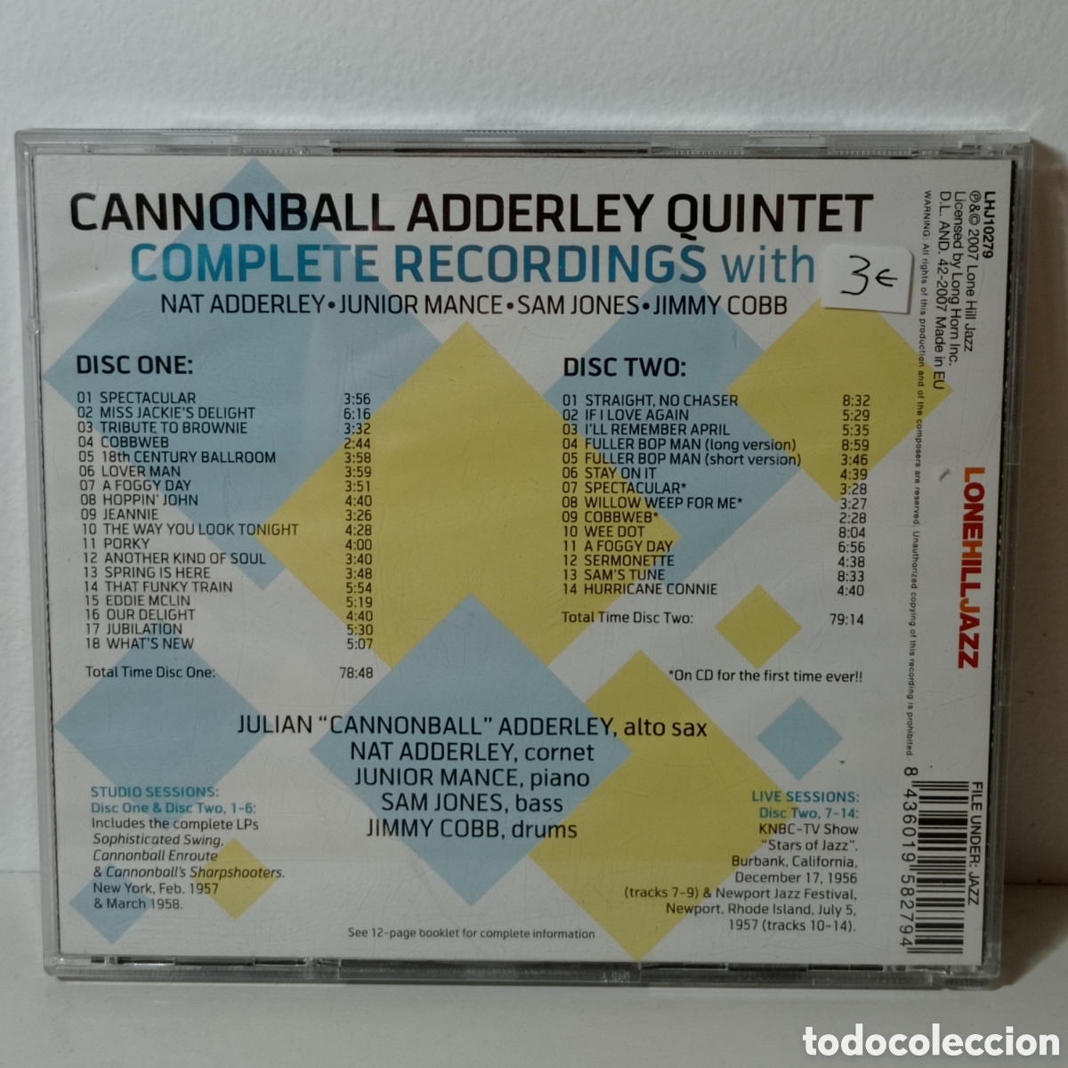 CDs de m&uacute;sica: CANNONBALL ADDERLEY QUINTET, COMPLETE RECORDINGS (2CD) - Foto 2