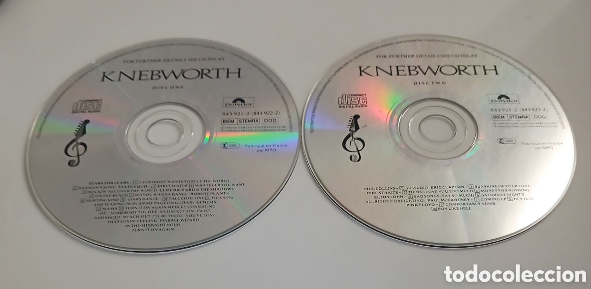 CDs de M&uacute;sica: Knebworth The Album (1990) 2 CD Polydor - SOLO DISCOS (Sin Caja Ni Portadas) Pink Floyd, Clapton&rdquo;