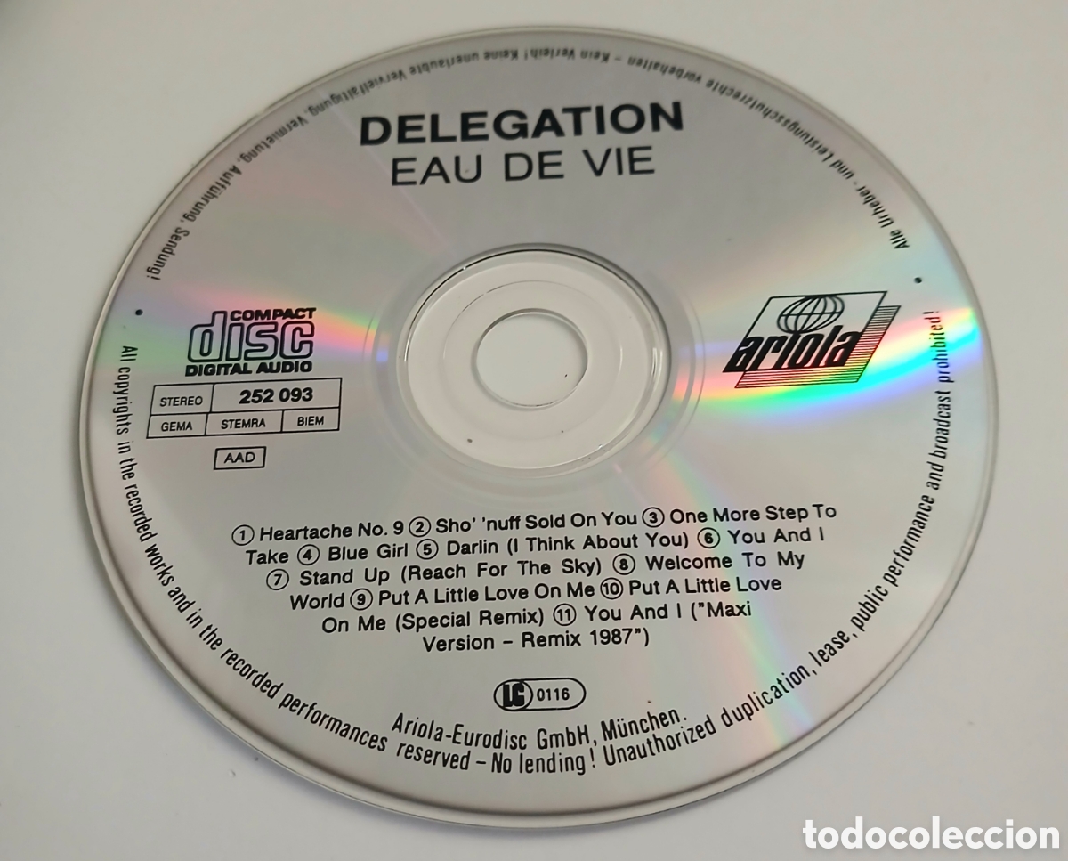 CDs de M&uacute;sica: CD Delegation - Eau De Vie (1987) Ariola 252 093. Funk / Disco. S&Oacute;LO CD