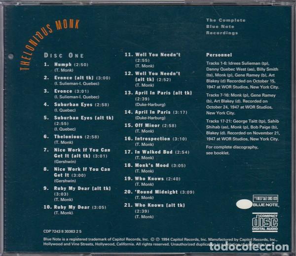 CDs de m&uacute;sica: Thelonious Monk - Cds 1 y 3 de The Complete Blue Note Recordings - Foto 2