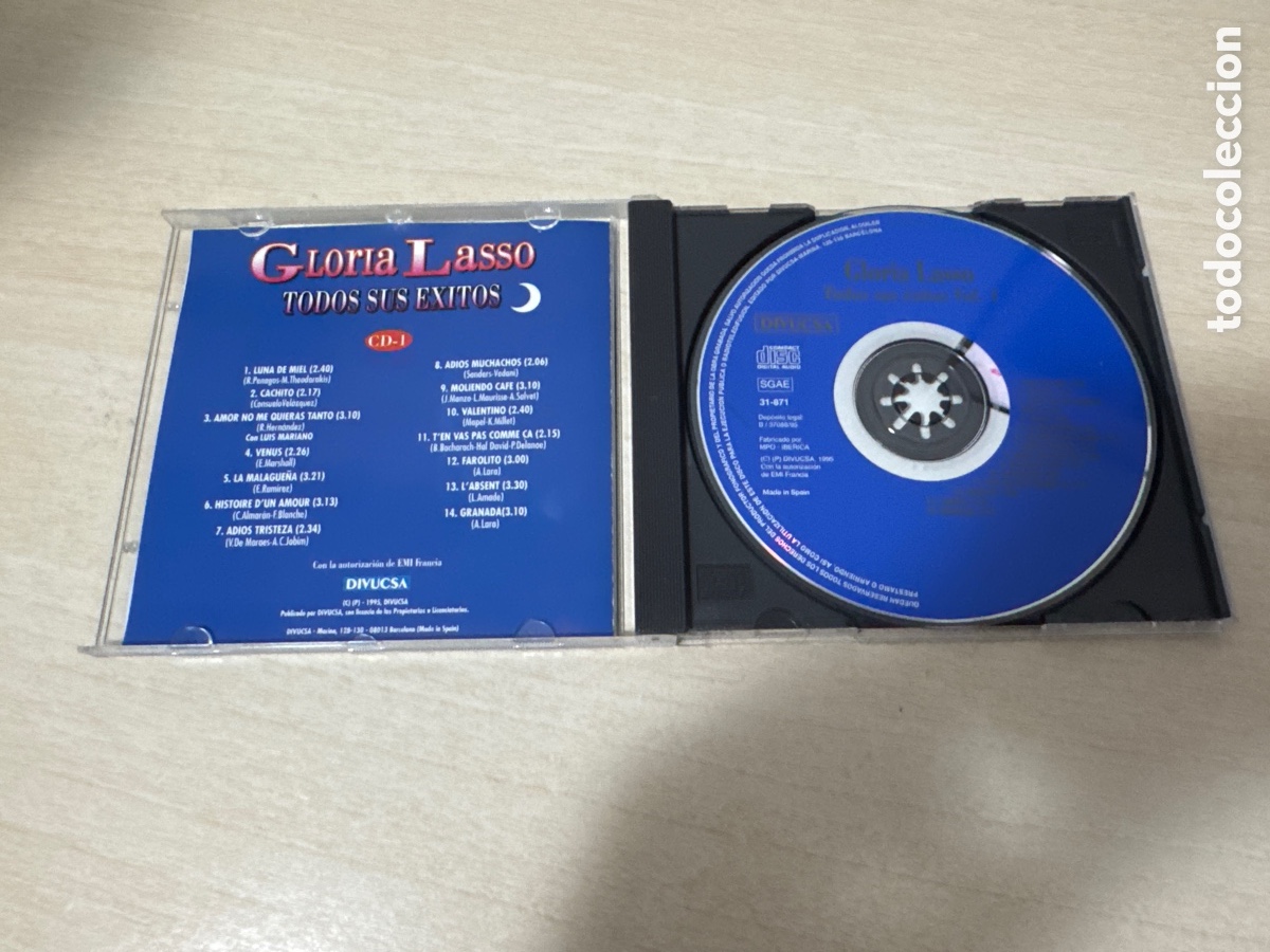 CDs de m&uacute;sica: CD GLORIA LASSO TODOS SUS &Eacute;XITOS 1995 - Foto 2
