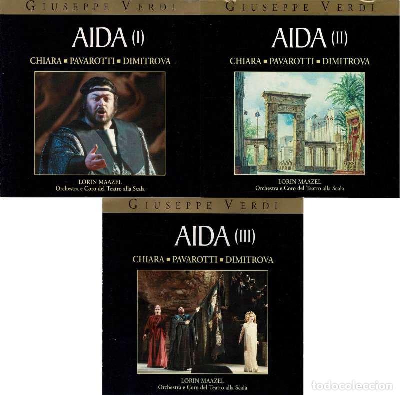 CDs de M&uacute;sica: Giuseppe Verdi, Chiara, Pavarotti, Dimitrova, Lorin Maazel - Aida. Edici&oacute;n Centenario. 3 x CD