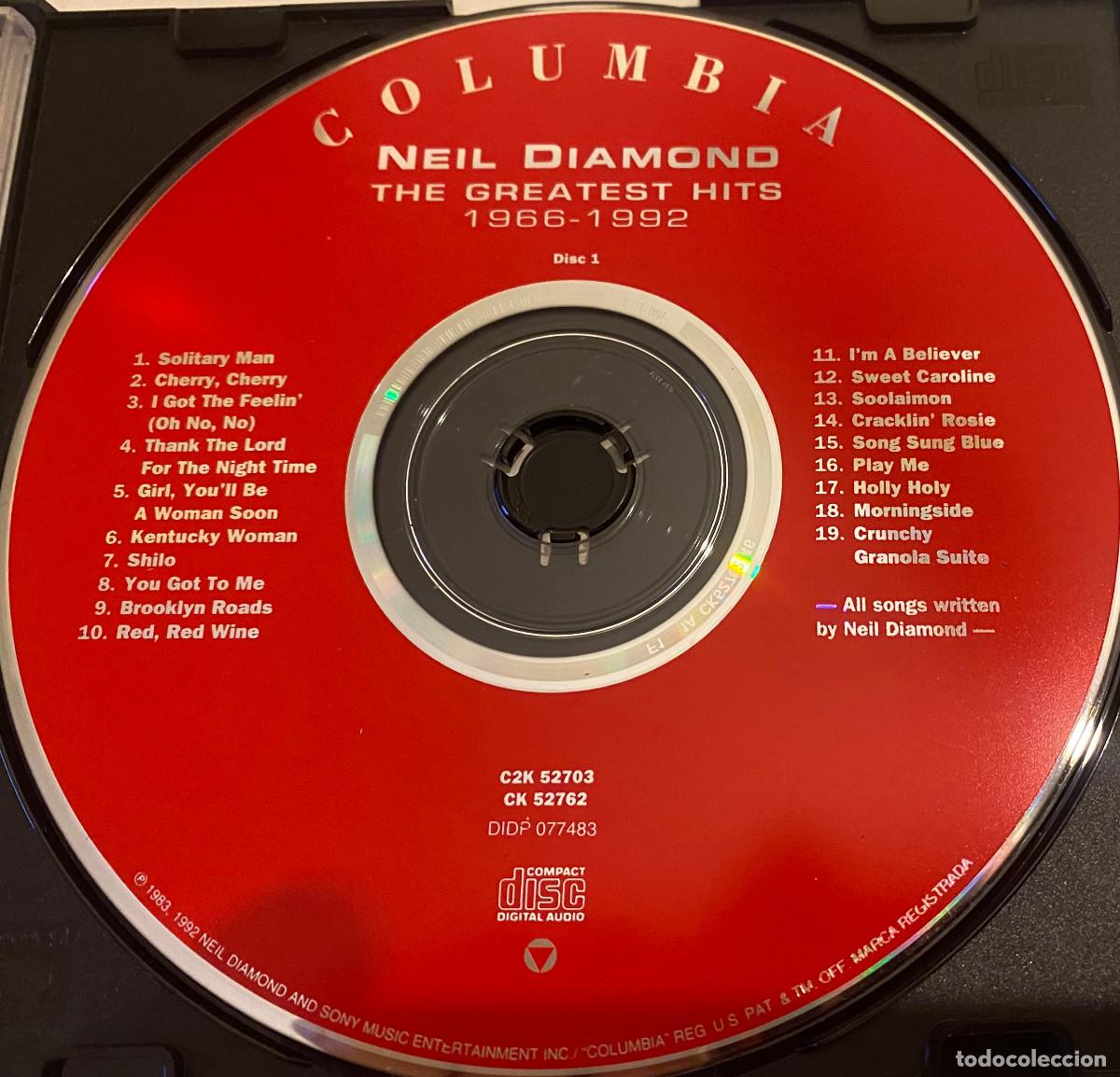CDs de M&uacute;sica: 'The Greatest Hits 1966-1992 - Disc 1', de Neil Diamond. Rock. 19 temas. Caja fina sin car&aacute;tula.