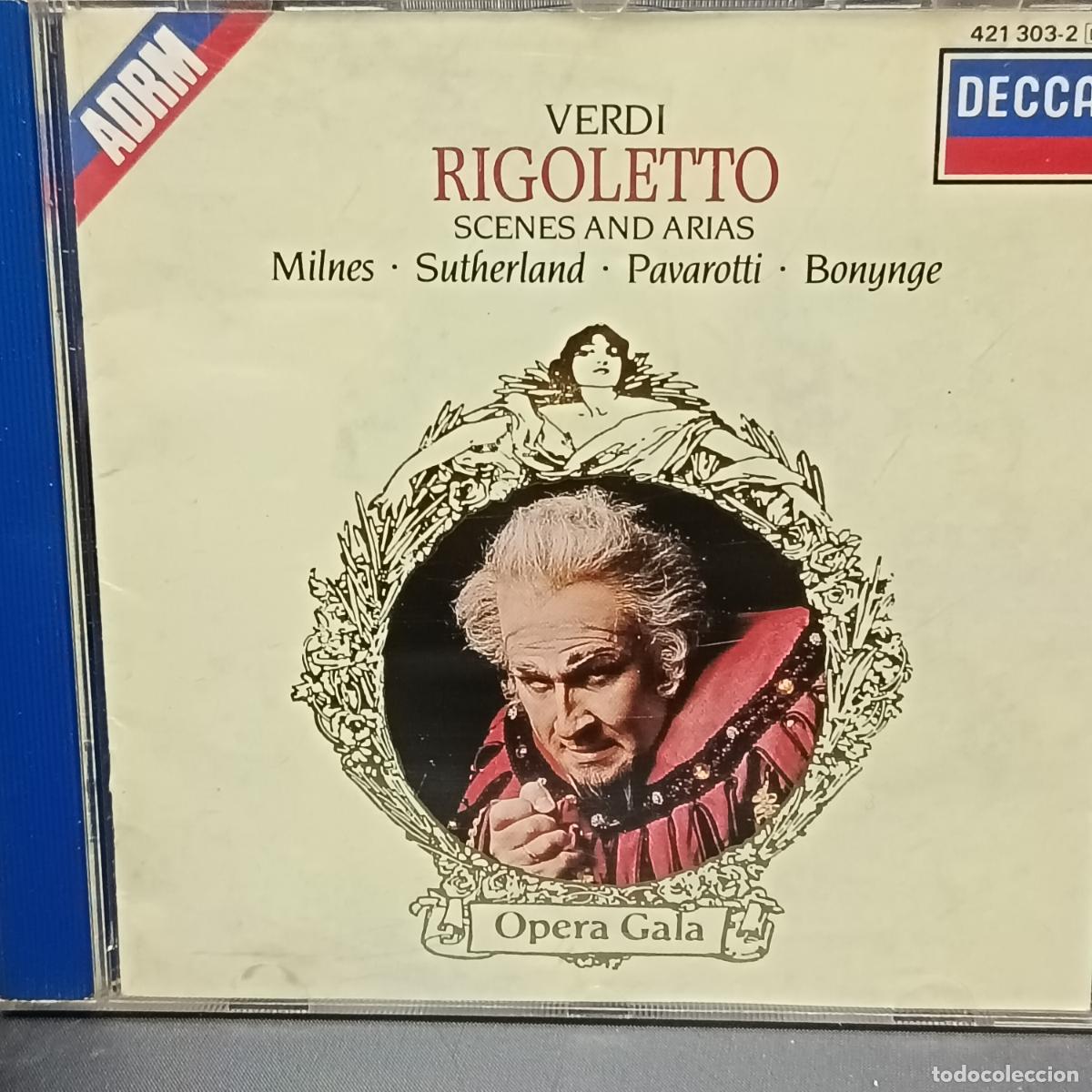 CDs de M&uacute;sica: CD VERDI Rigoletto. Scenes and Arias. Milnes, Sutherland, Pavarotti, Bonynge