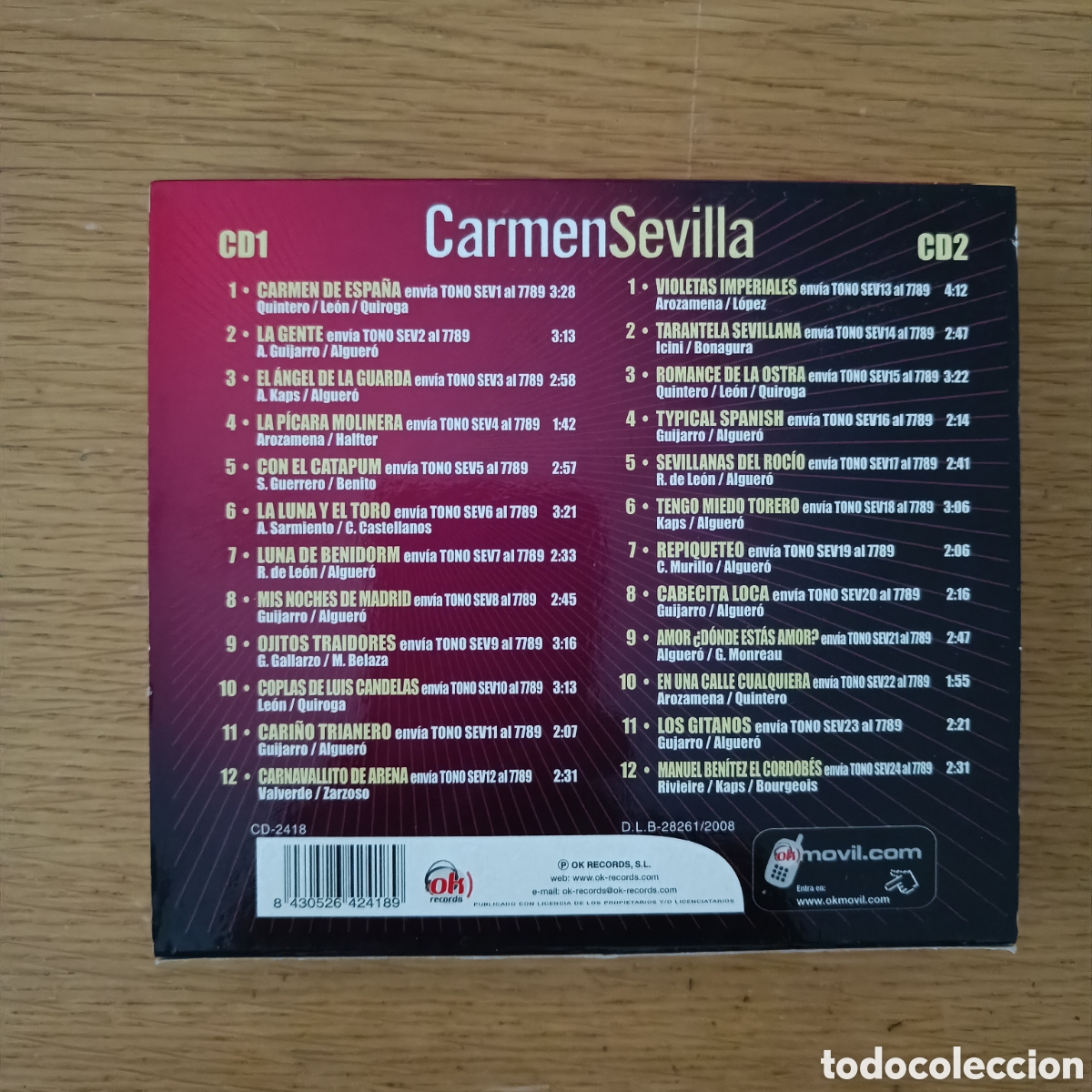 CDs de m&uacute;sica: Carmen Sevilla (2 CDs) Grandes Exitos - Foto 2