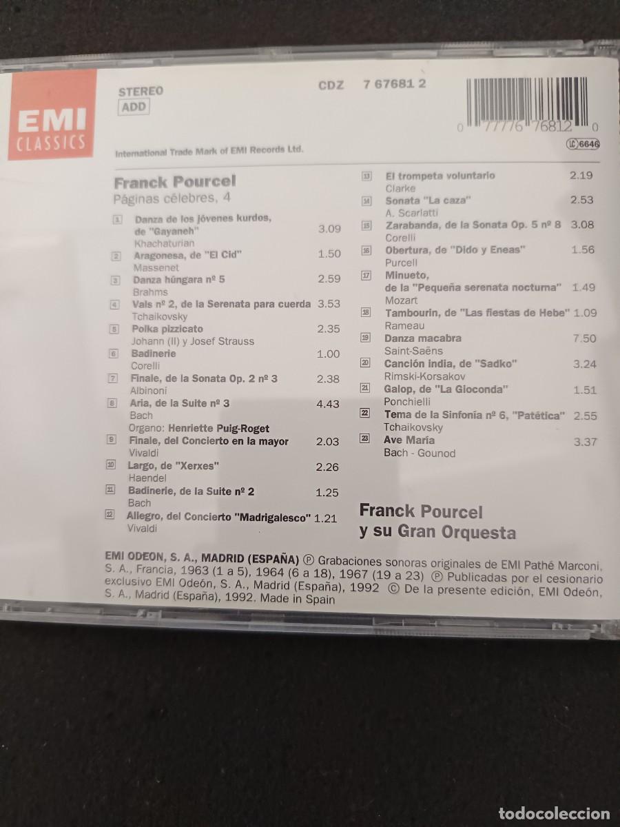 CDs de m&uacute;sica: FRANCK POURCEL. P&Aacute;GINAS C&Eacute;LEBRES, 4. EMI - Foto 2