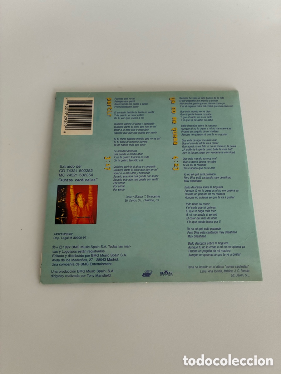 CDs de m&uacute;sica: Ana Torroja Partir cd single 2 temas Mecano - Foto 3