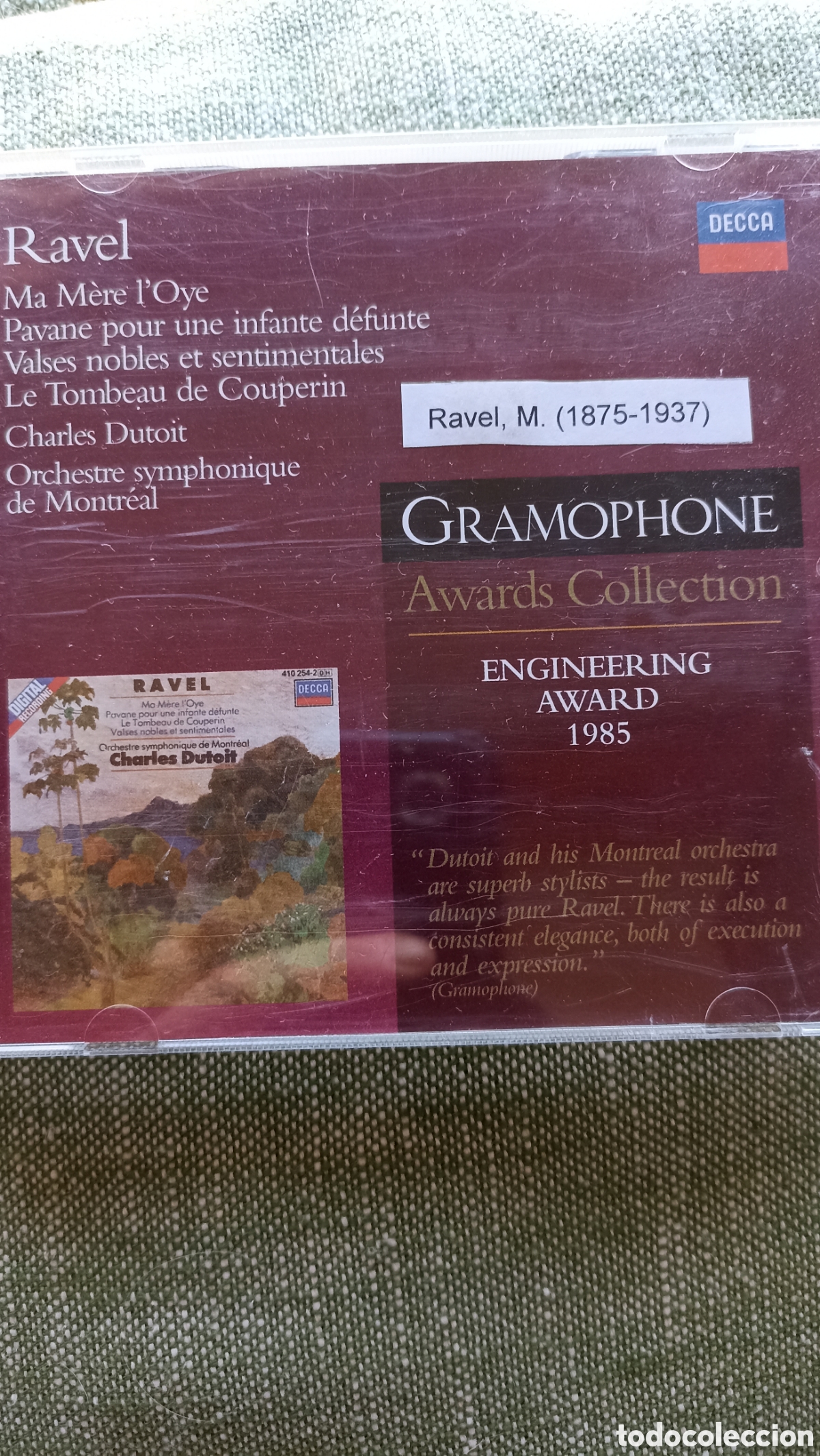 CDs de M&uacute;sica: CD Ravel: Ma M&egrave;re l'Oye - Charles Dutoit / Orchestre Symphonique de Montr&eacute;al (Decca Gramophone Award
