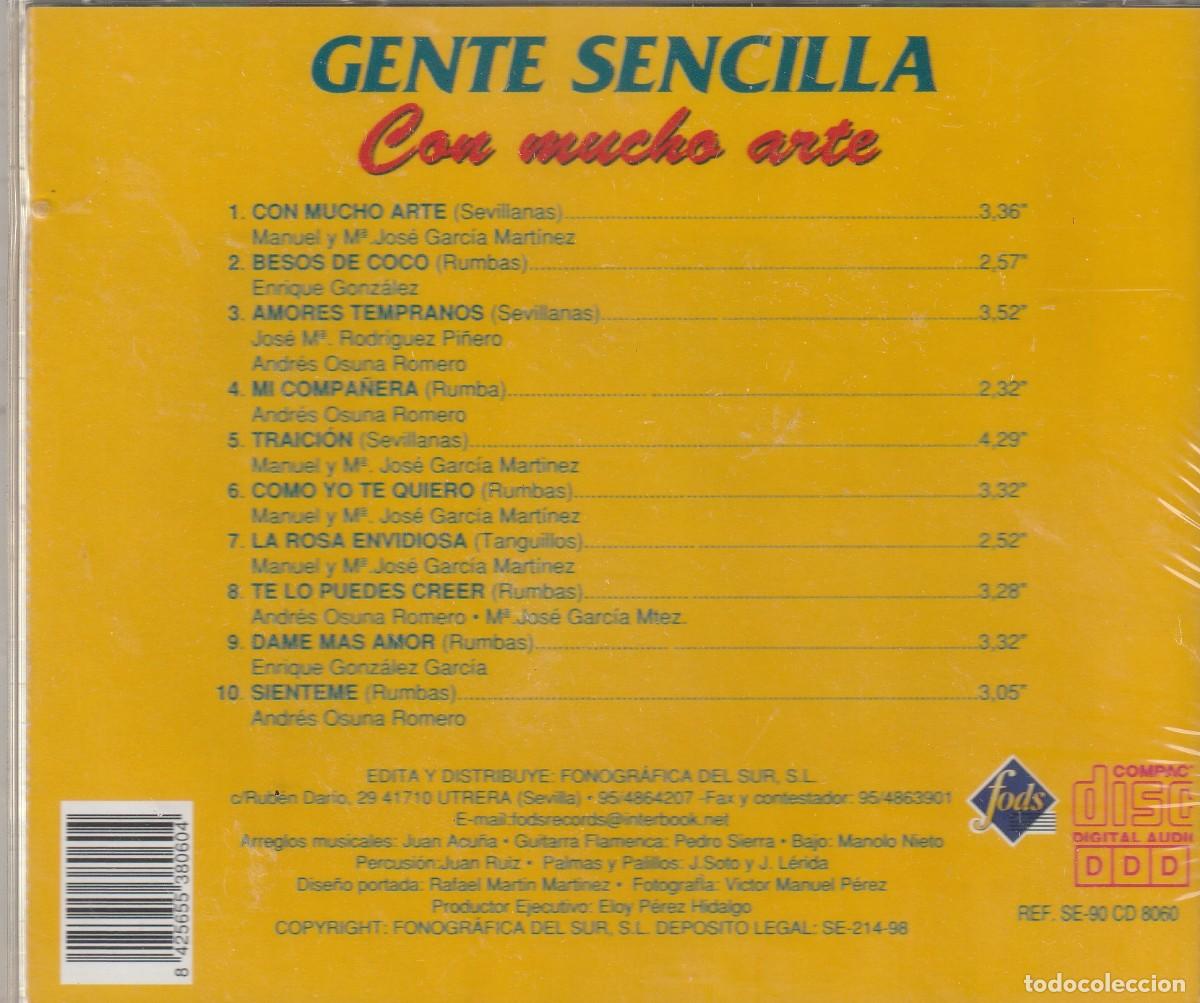 CDs de m&uacute;sica: GENTE SENCILLA-CON MUCHO ARTE-CD ROCIERO - Foto 2