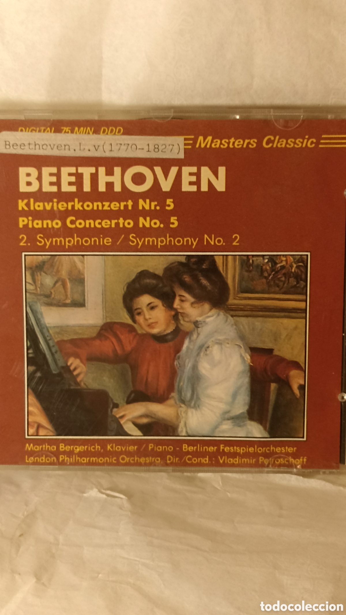 CDs de M&uacute;sica: Ludwig van bethoven Concierto para piano n.&ordm; 5 (&rdquo;Emperador&rdquo;) y la Sinfon&iacute;a n.&ordm; 2.