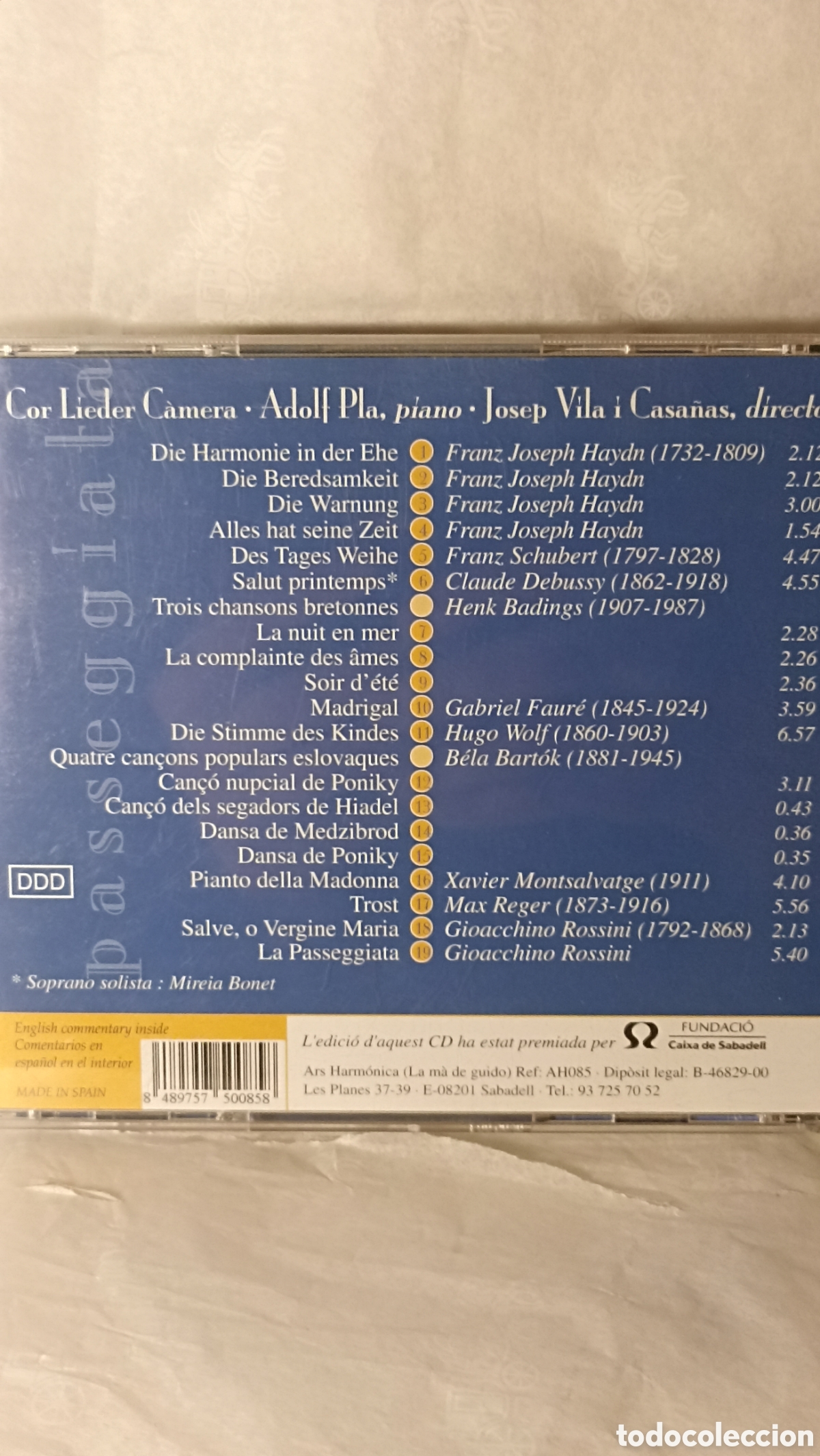 CDs de m&uacute;sica: CD &rdquo;Passeggiata&rdquo; - Cor de Cambra Lieder C&agrave;mera - Foto 2