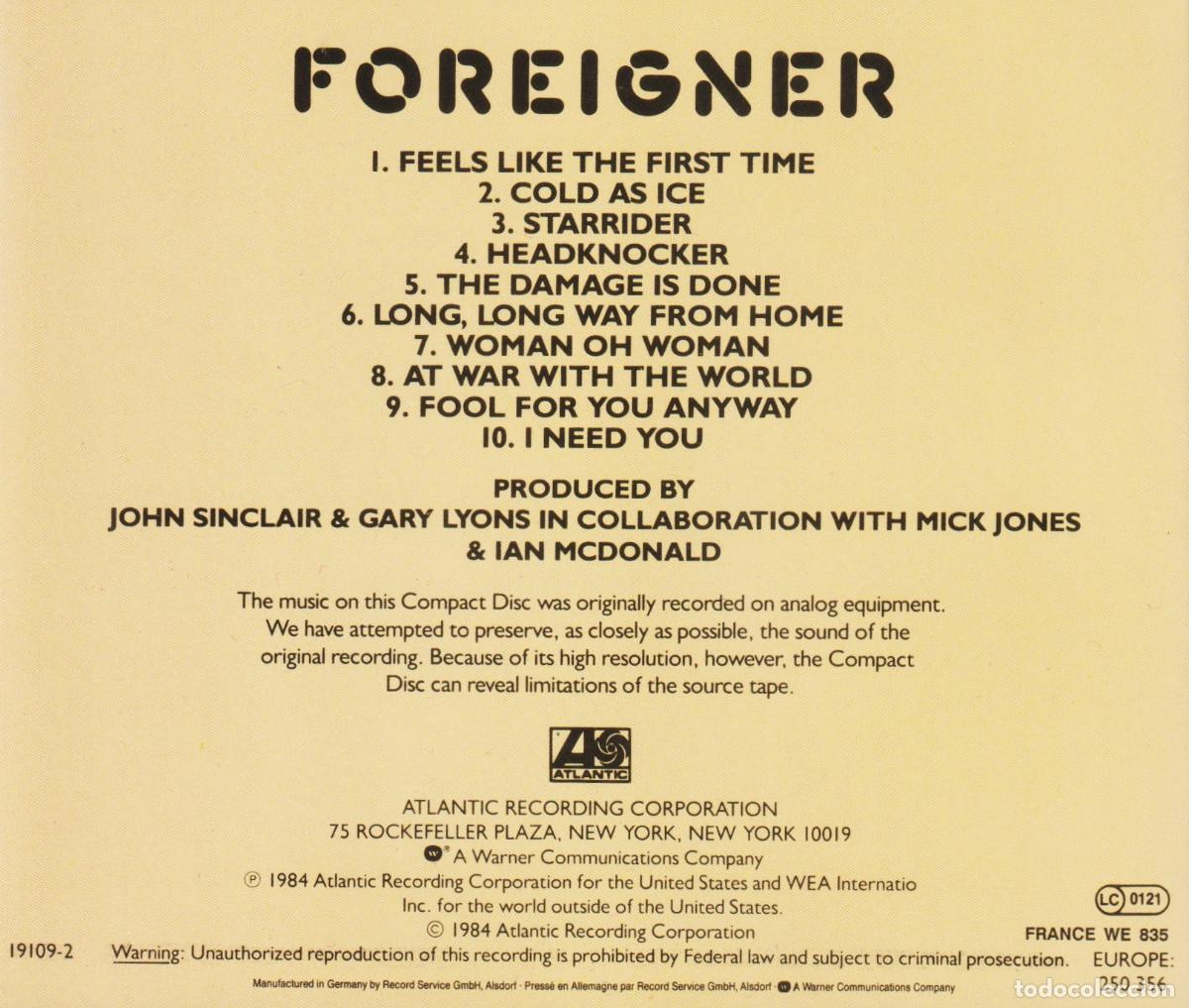 CDs de m&uacute;sica: FOREIGNER. FOREIGNER. CD - Foto 2
