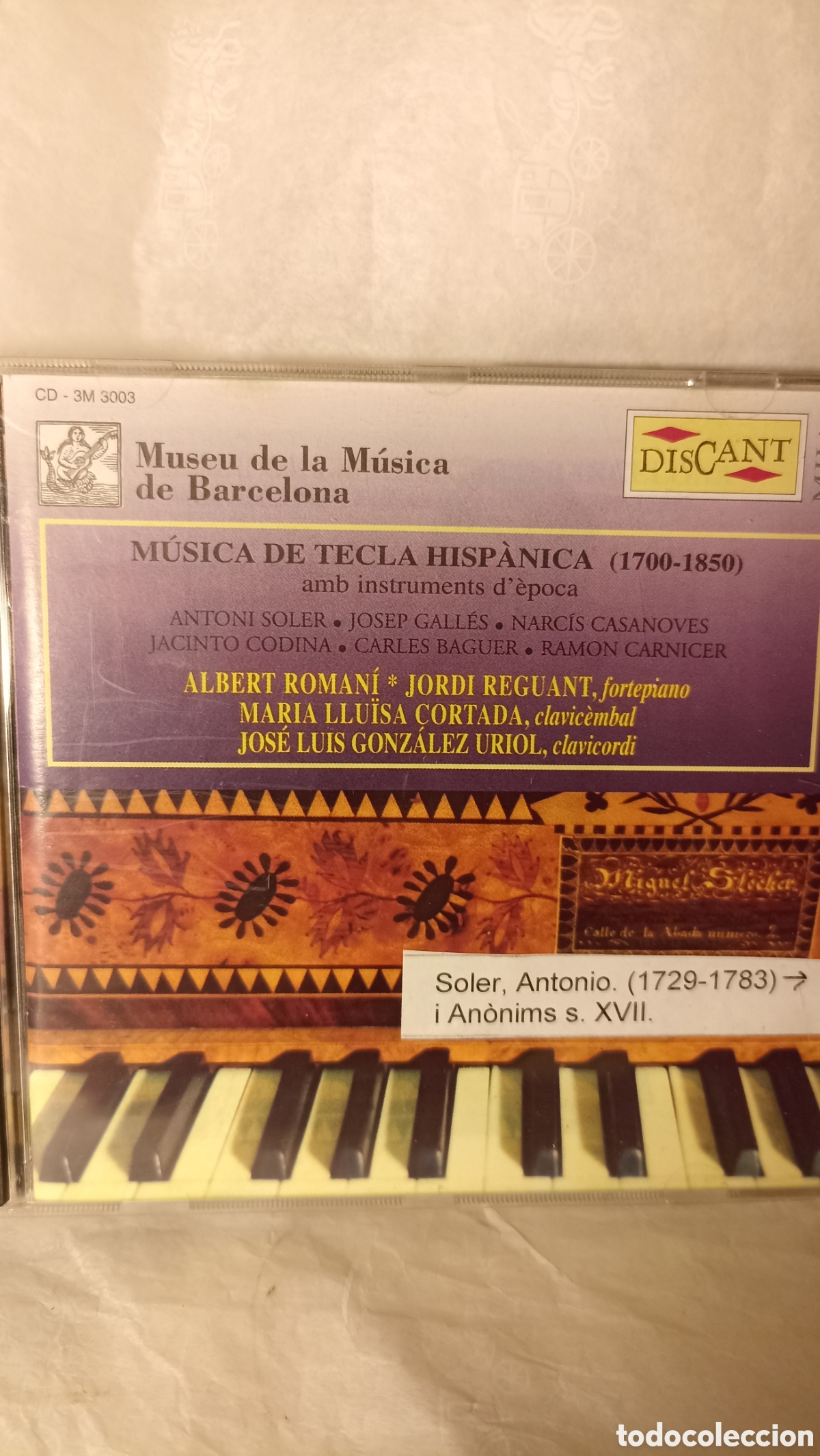 CDs de M&uacute;sica: M&uacute;sica de Tecla Hisp&agrave;nica (1700-1850)&rdquo;.