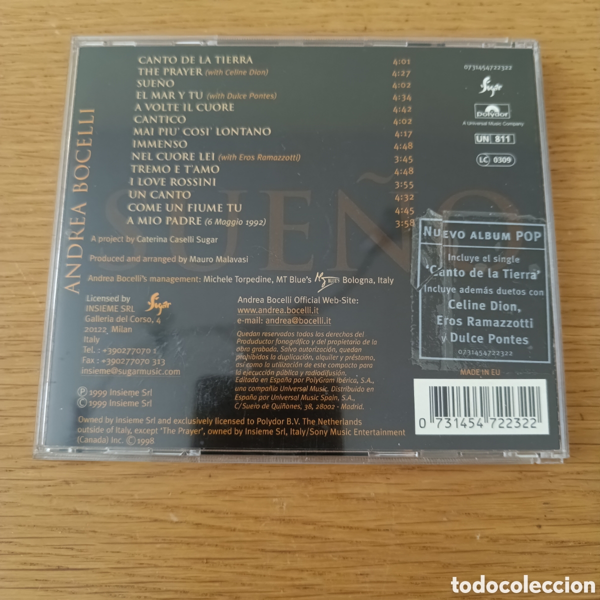 CDs de m&uacute;sica: Andrea Bocelli CD Sue&ntilde;o - Foto 2