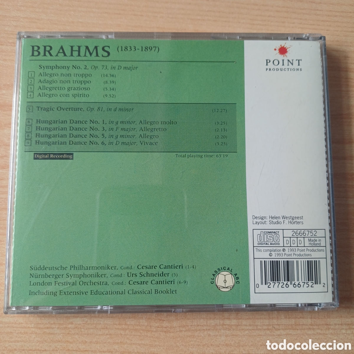 CDs de m&uacute;sica: BRAHMS SYMPHONY NO. 2 HUNGARIAN DANCES CD - Foto 2