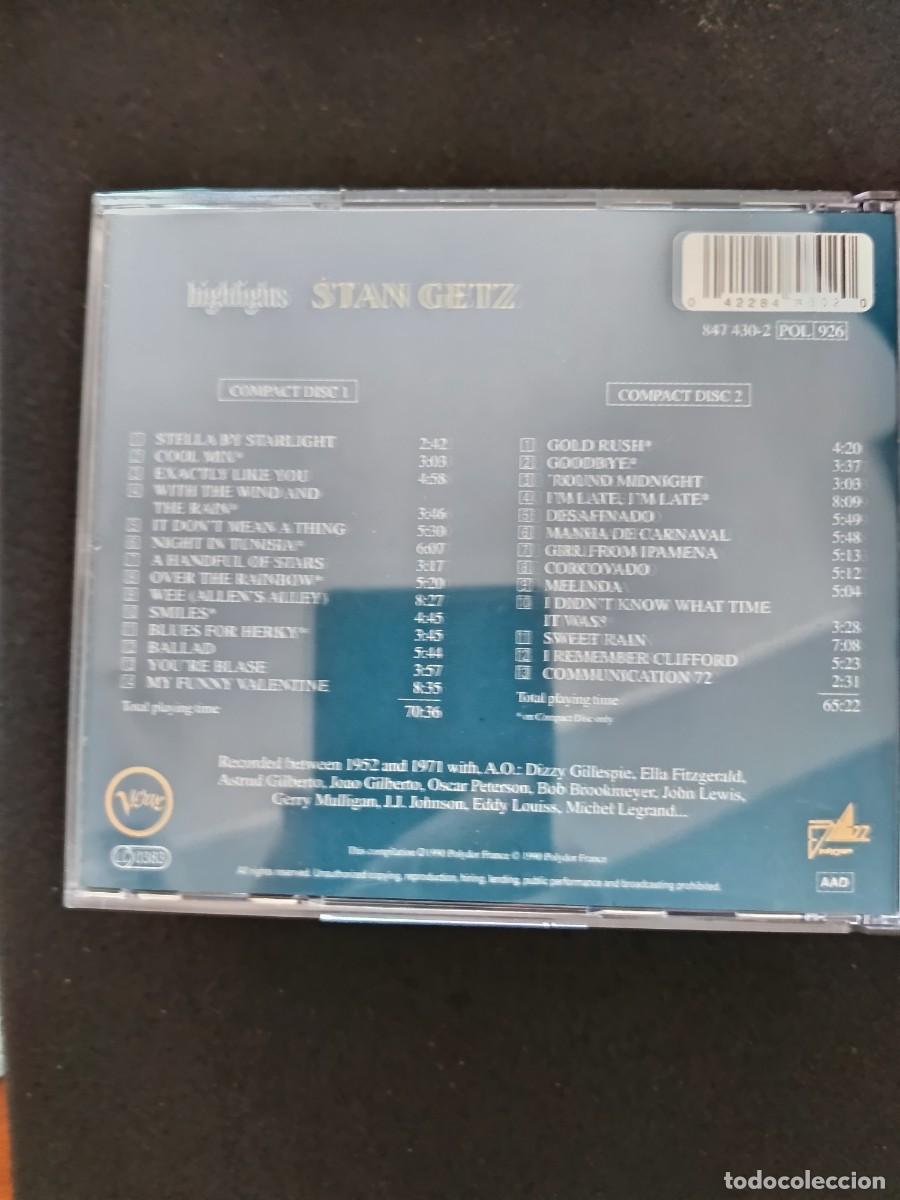 CDs de m&uacute;sica: 2 CD. HIGHLIGHTS. STAN GETZ. - Foto 2