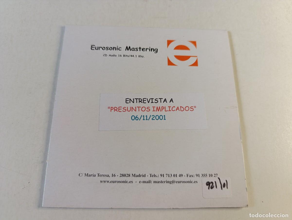 CDs de M&uacute;sica: PRESUNTOS IMPLICADOS 'Entrevista a presentando el disco GENTE' CDr promo 2001 EPK rueda de prensa