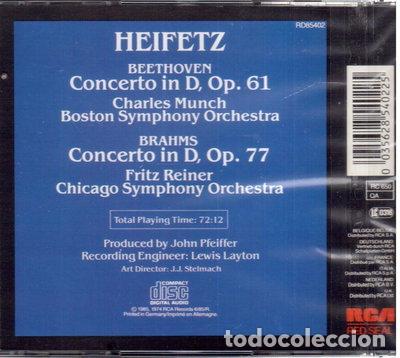 CDs de M&uacute;sica: Heifetz plays Beethoven & Brahms Concertos- 0035628540225
