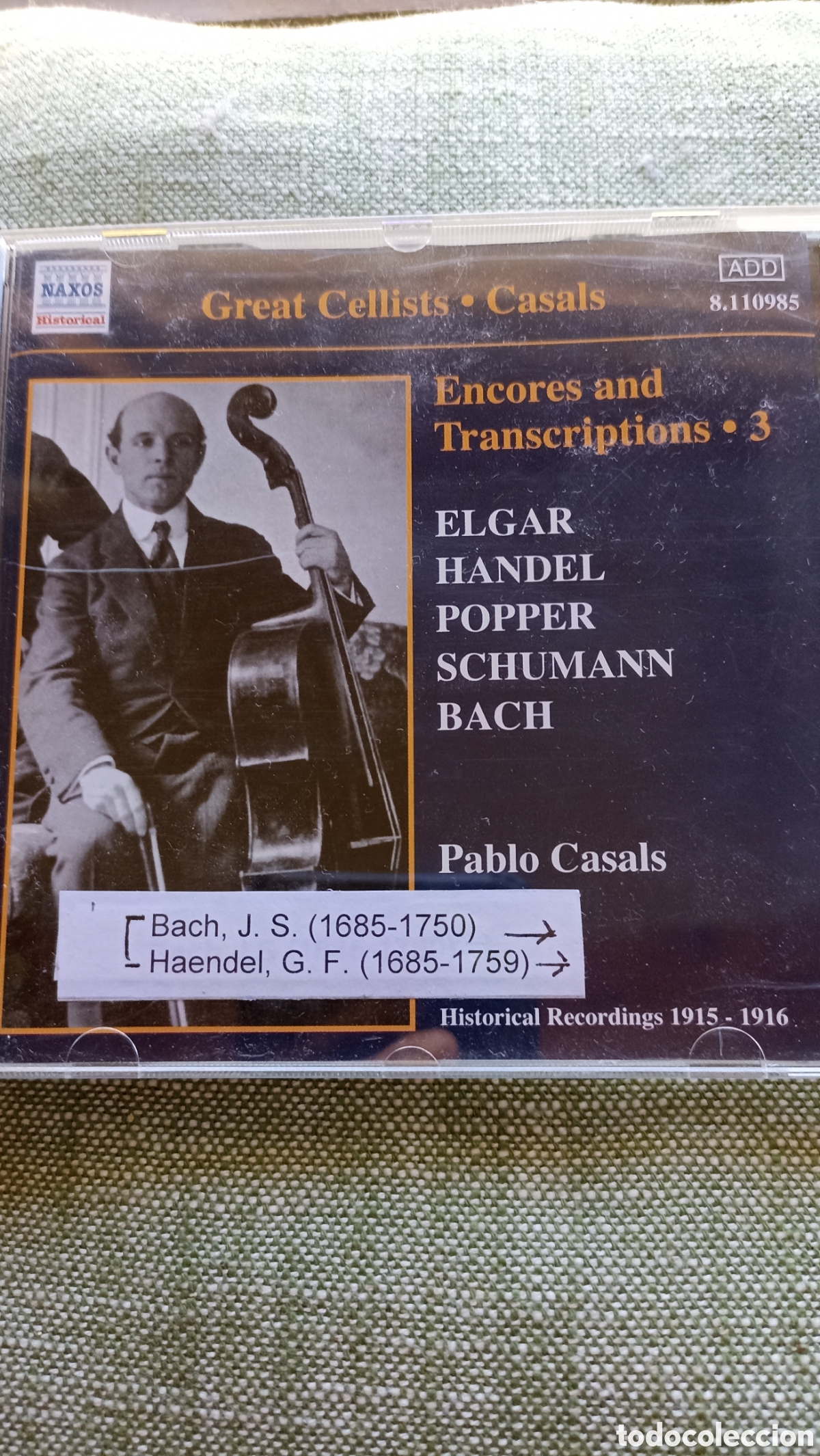 CDs de M&uacute;sica: CD de la serie &rdquo;Great Cellists Pablo Casals