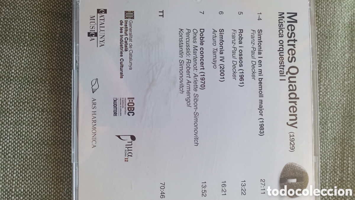 CDs de M&uacute;sica: M&uacute;sica orquestral I del compositor catal&aacute;n Josep Maria Mestres Quadreny (1929&ndash;2021).