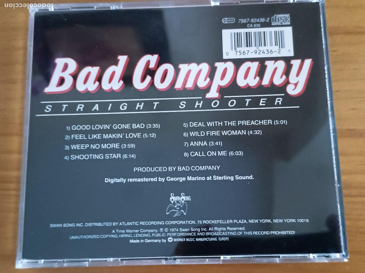 CDs de M&uacute;sica: BAD COMPANY - STRAIGHT SHOOTER (1975) CD HARD ROCK