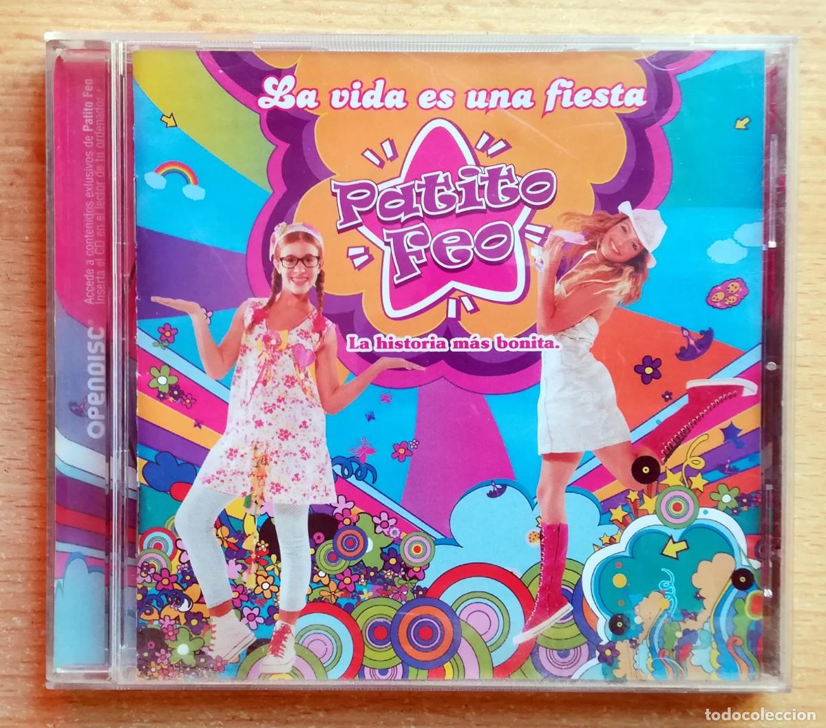CDs de M&uacute;sica: Patito Feo. La vida es una fiesta. La historia m&aacute;s bonita. Caja, caratula y libreto. No CD.