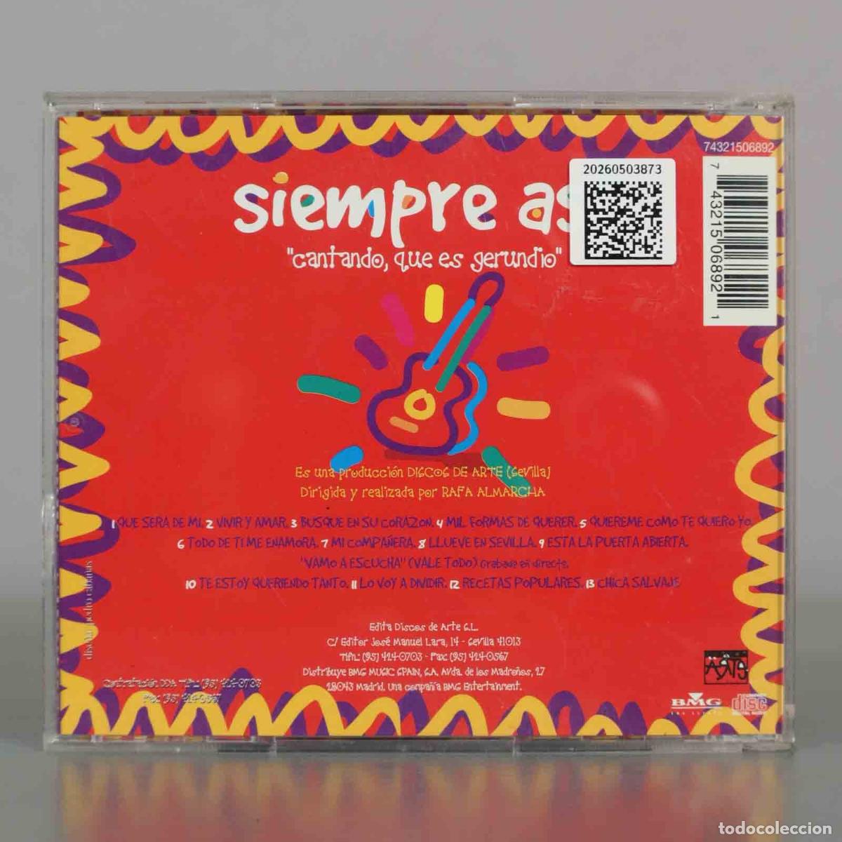 CDs de m&uacute;sica: CD. Cantando, Que Es Gerundio - Siempre As&iacute; - Foto 2