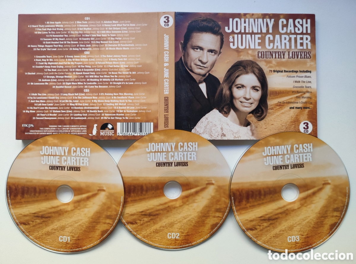 CDs de M&uacute;sica: TRIPLE CD - JOHNNY CASH & JUNE CARTER / COUNTRY LOVERS 75 TRACKS - 2016 MY GENERATION MUSIC -
