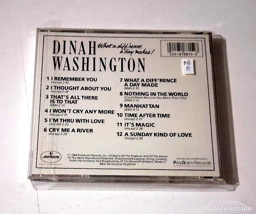 CDs de m&uacute;sica: DINAH WASHINGTON &rdquo;WHAT A DIFFERENCE A DAY MAKES ! &rdquo; CD 12 TRACKS - Foto 2