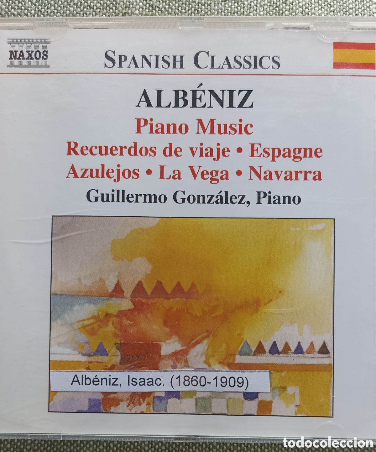 CDs de M&uacute;sica: Spanish Classics&rdquo; del sello Naxos, enfocada en la m&uacute;sica para piano de Isaac Alb&eacute;niz.