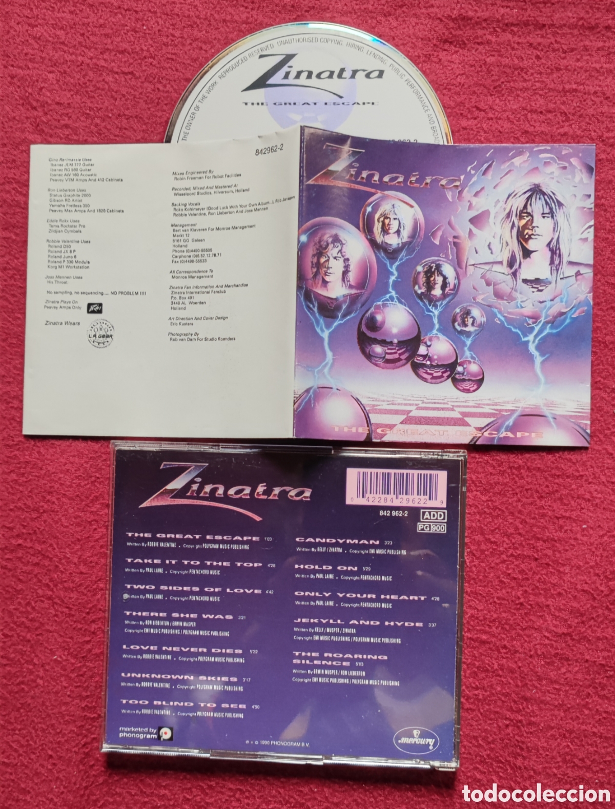 CDs de M&uacute;sica: ZINATRA: The Great Escape. Cd Aor, Edici&oacute;n Original 1990 Mercury. Robbie Valentine. Muy raro en Cd.