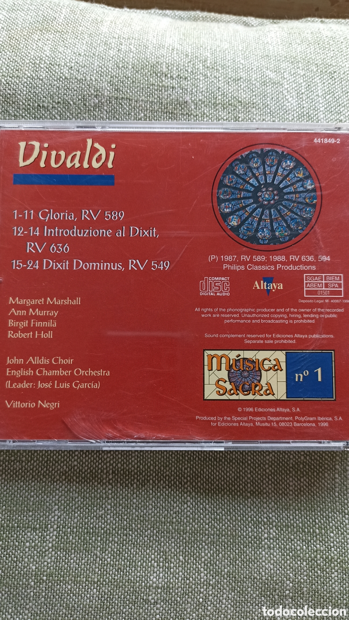 CDs de m&uacute;sica: Vivaldi - Gloria, Introduction to Dixit & Dixit Dominus&rdquo;. - Foto 2