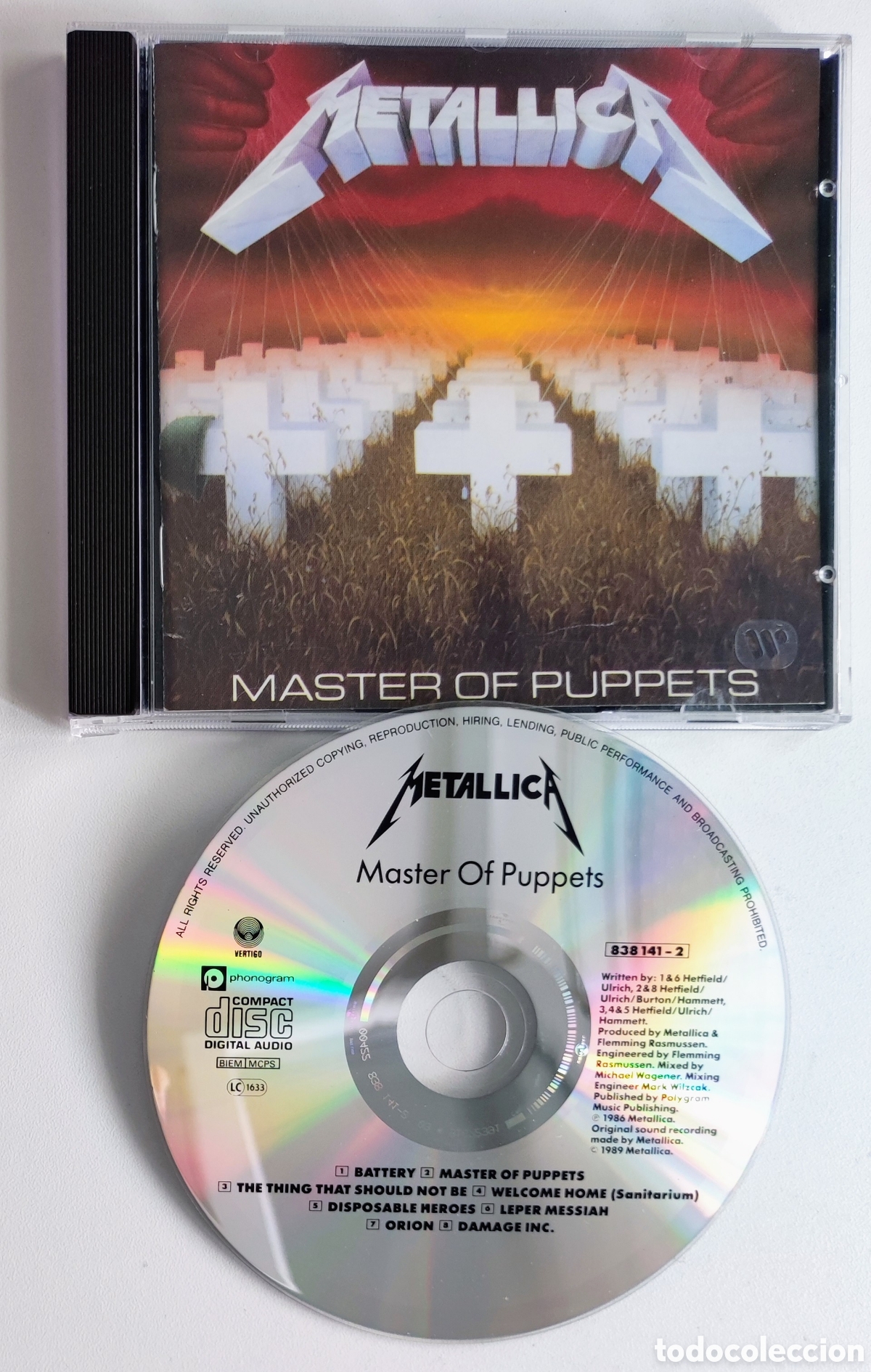 CDs de M&uacute;sica: CD 1989 - METALLICA / MASTER OF PUPPETS - VERTIGO & PHONOGRAM 1989 / IMPECABLE ESTADO