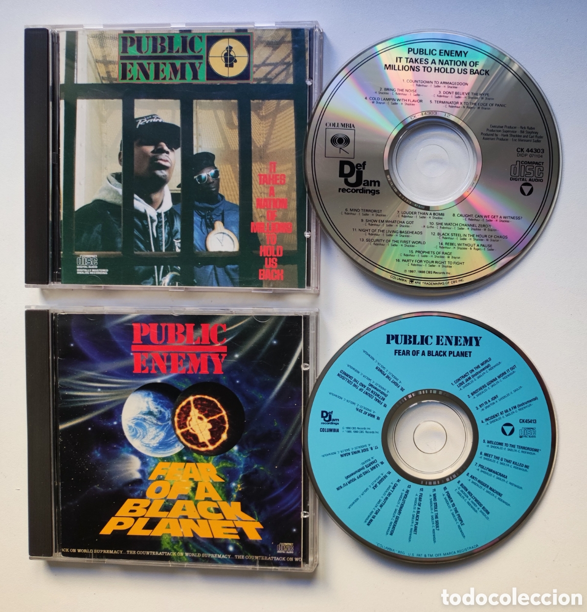 CDs de M&uacute;sica: 2 CD - PUBLIC ENEMY / 2&deg; Y 3&deg; ALBUM ORIGINALES 1988 Y 1990 CBS RECORDS