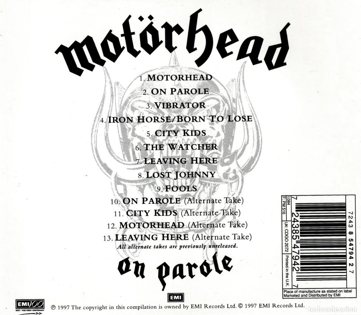 CDs de m&uacute;sica: MOTORHEAD. ON PAROLE. CD. - Foto 2