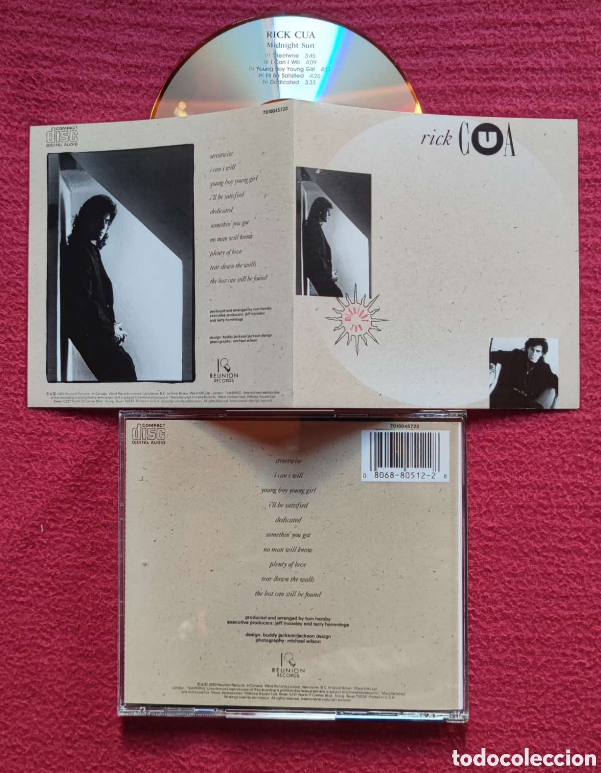 CDs de M&uacute;sica: RICK CUA: Midnight Sun. Cd Aor, Edici&oacute;n Original 1989 Reunion Records USA. Muy raro en Cd.