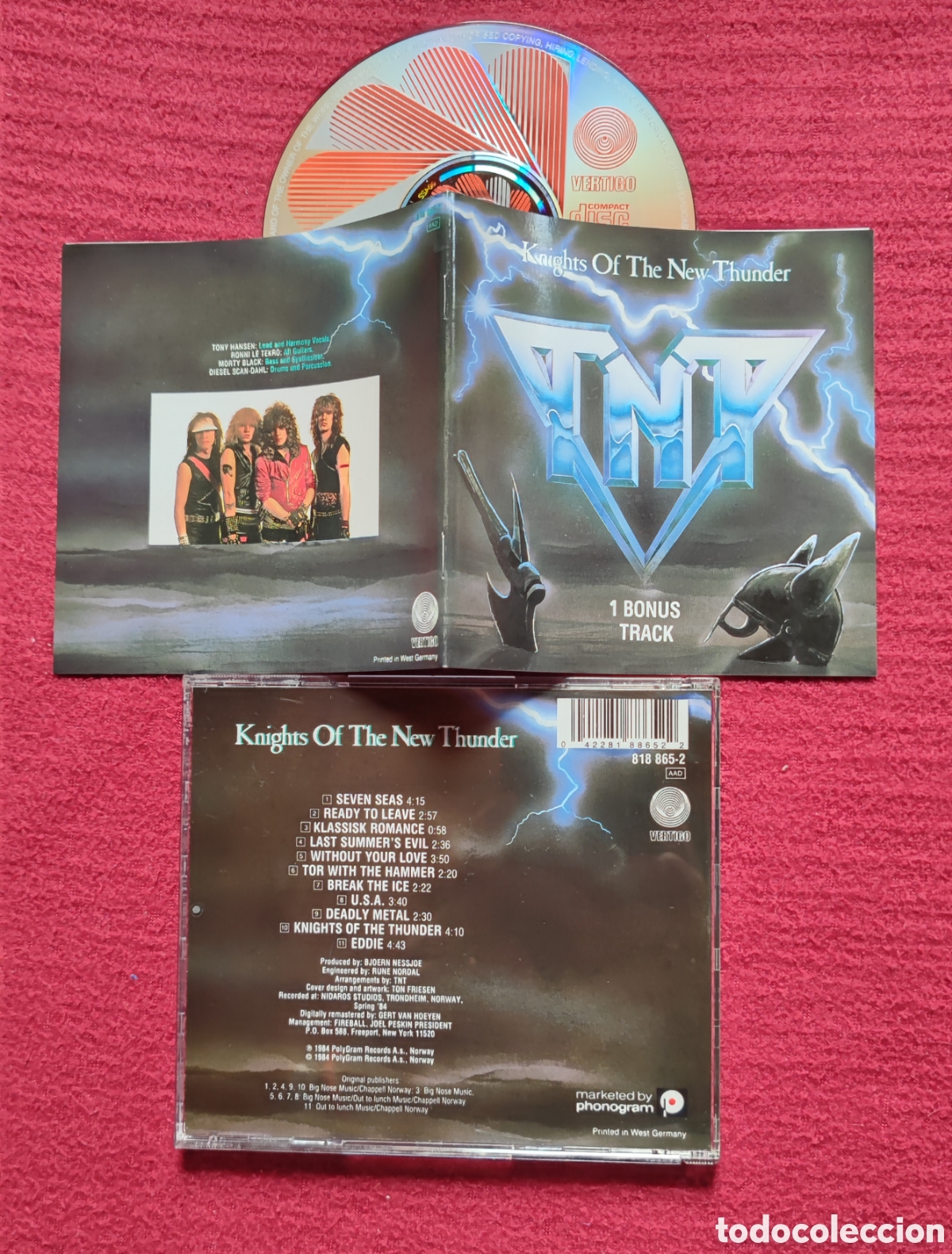 CDs de M&uacute;sica: TNT: Knights Of The New Thunder. Cd Hard Aor, Edici&oacute;n Original 1984 PolyGram Records. Raro.