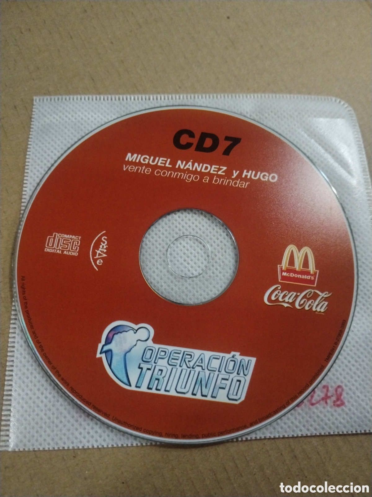 CD de M&uacute;sica: Miguel N&aacute;ndez y Hugo. Vente conmigo a brindar. CD.