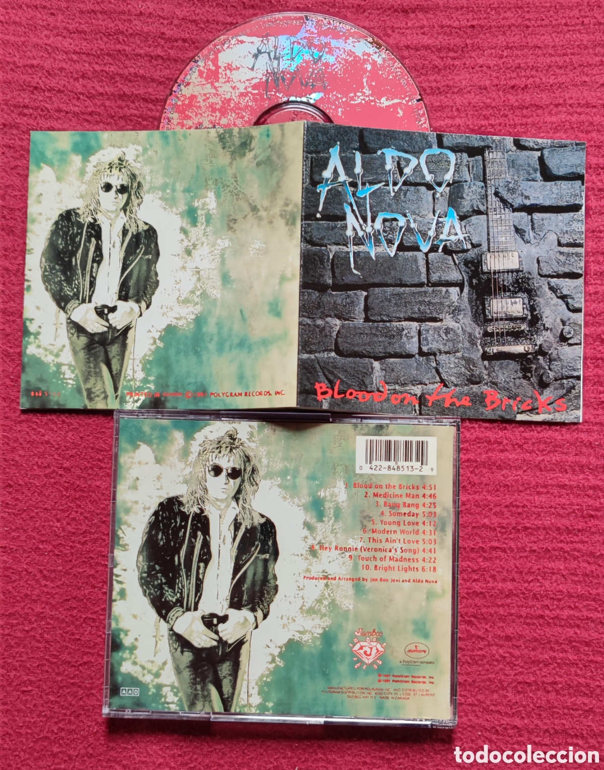 CDs de M&uacute;sica: ALDO NOVA: Blood On The Bricks. Cd Aor, Edici&oacute;n Original 1991 PolyGram. Produced by Bon Jovi. Rareza