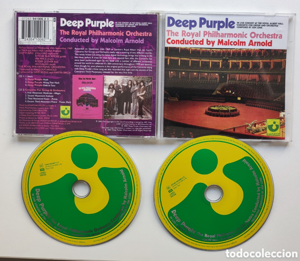 Music CDs: DOBLE CD - DEEP PURPLE / THE ROYAL PHILHARMONIC ORCHESTRA CONDUCTED BY MALCOM ARNOLD - 2002 HARVEST