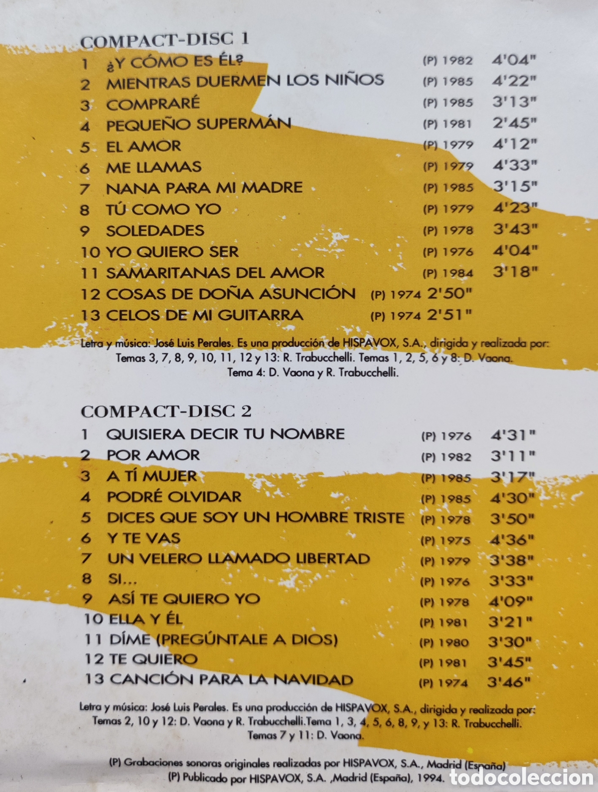 CDs de m&uacute;sica: DOBLE CD - JOSE LUIS PERALES / 1994 HISPAVOX - Foto 2