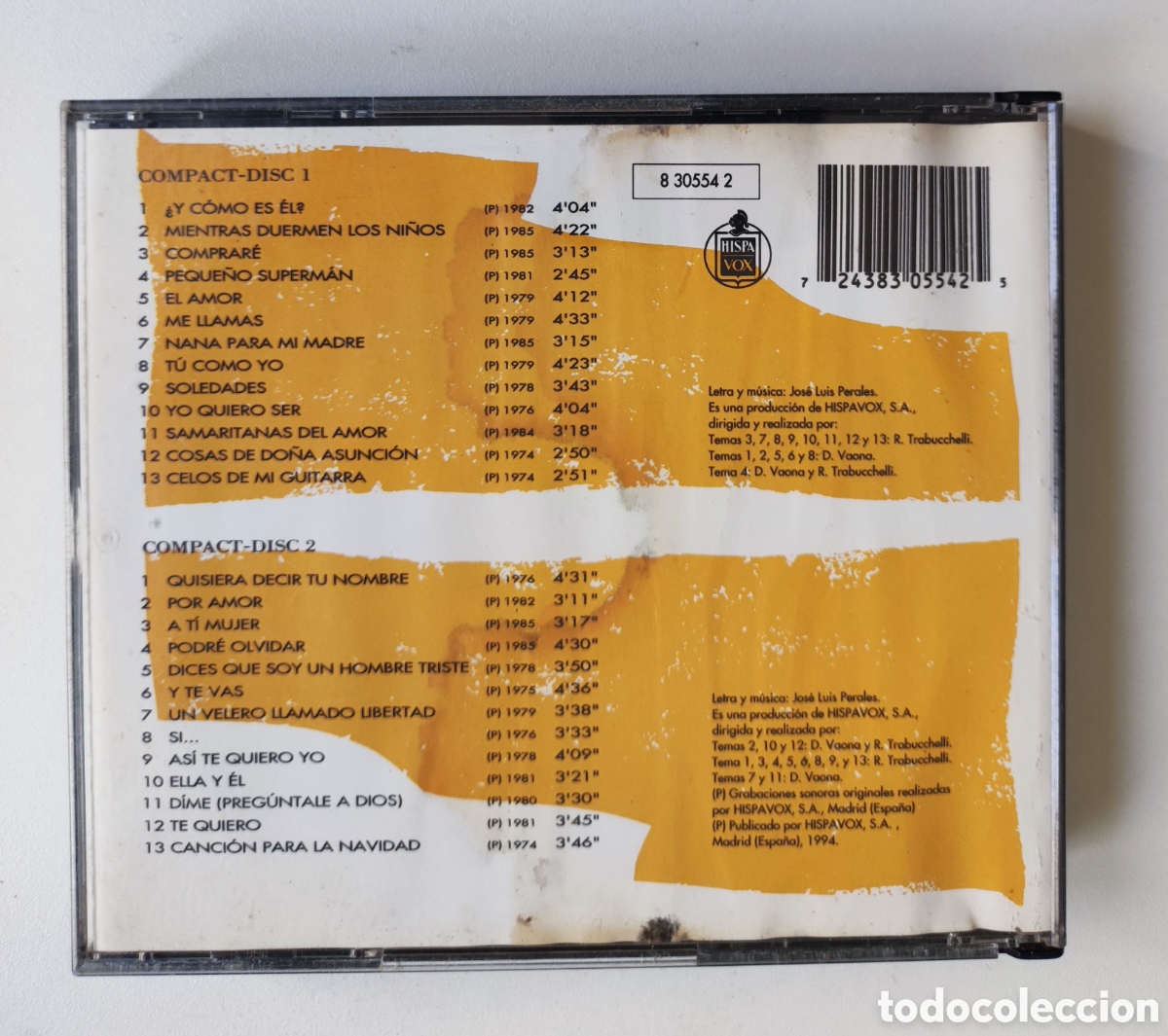 CDs de m&uacute;sica: DOBLE CD - JOSE LUIS PERALES / 1994 HISPAVOX - Foto 4