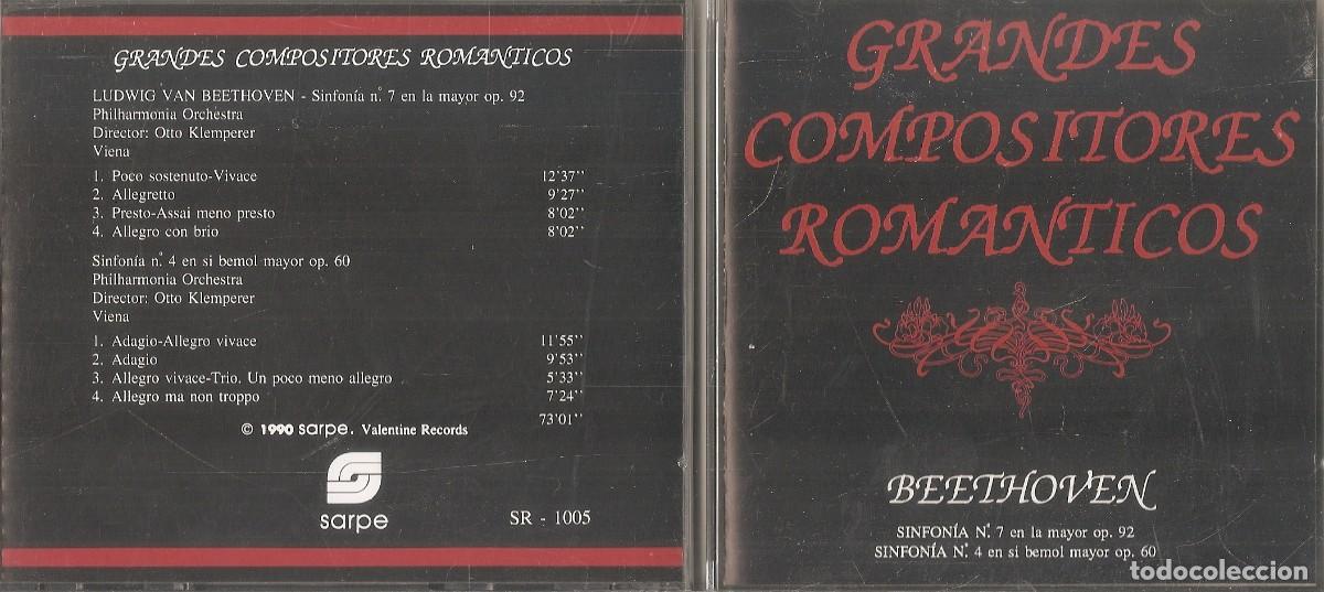 CDs de M&uacute;sica: CD - GRANDES COMPOSITORES ROMANTICOS - BEETHOVEN (SINFONIAS N&ordm; 7 Y 4)