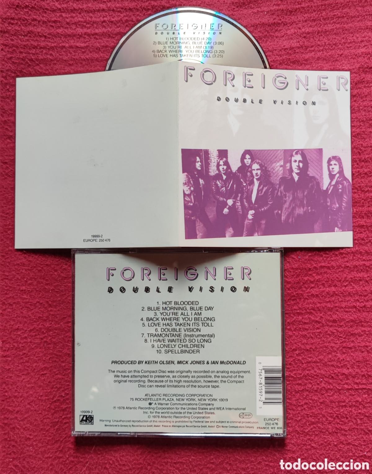 CDs de M&uacute;sica: FOREIGNER: Doble Vision. Cd Aor, Edici&oacute;n Original 1978 ATLANTIC Records.